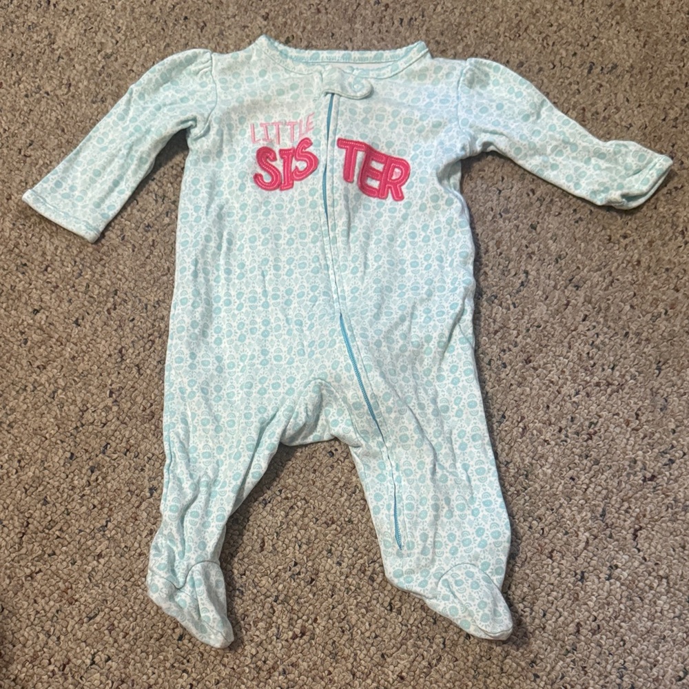 Carter's Little Sister One Piece - Aqua and Pink